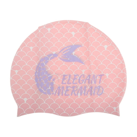 Unique Bargains 1 Pc Silicone Waterproof Fish Tail Swim Cap Pink Purple