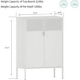 thumbnail image 7 of Elegant Metal Storage Cabinet with Legs, 2 Door Metal Locker Style Accent Storage Cabinet with 2 Adjustable Shelves for Home,Office,Entryway,White, 7 of 7
