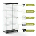 thumbnail image 6 of 4 Tier Glass Display Cabinet, Double Door Glass Cabinet with Two Locks, Floor Standing Storage Cabinet with 6 Acrylic Shelves for Living Room, Bedroom and Office, Black, 6 of 9