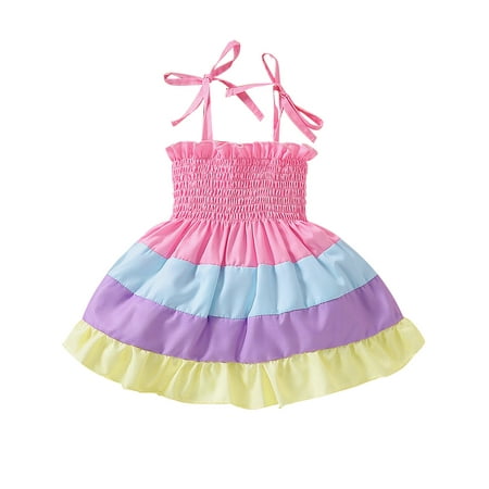 

CenturyX Newborn Baby Girls Dress Sleeveless Strappy Ruffle One-Piece Casual Summer Clothes Sunsuit Multicolor 6-12 Months