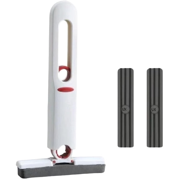 Mini Mop Portable Self-Squeeze Small Mop,Easy to Store Hidden Powerful Absorbent Mop，Suitable for Wash Basin, Sink,, Kitchen， Bathroom, Car Glass(2 Cotton Head   1 Squeeze Handle)
