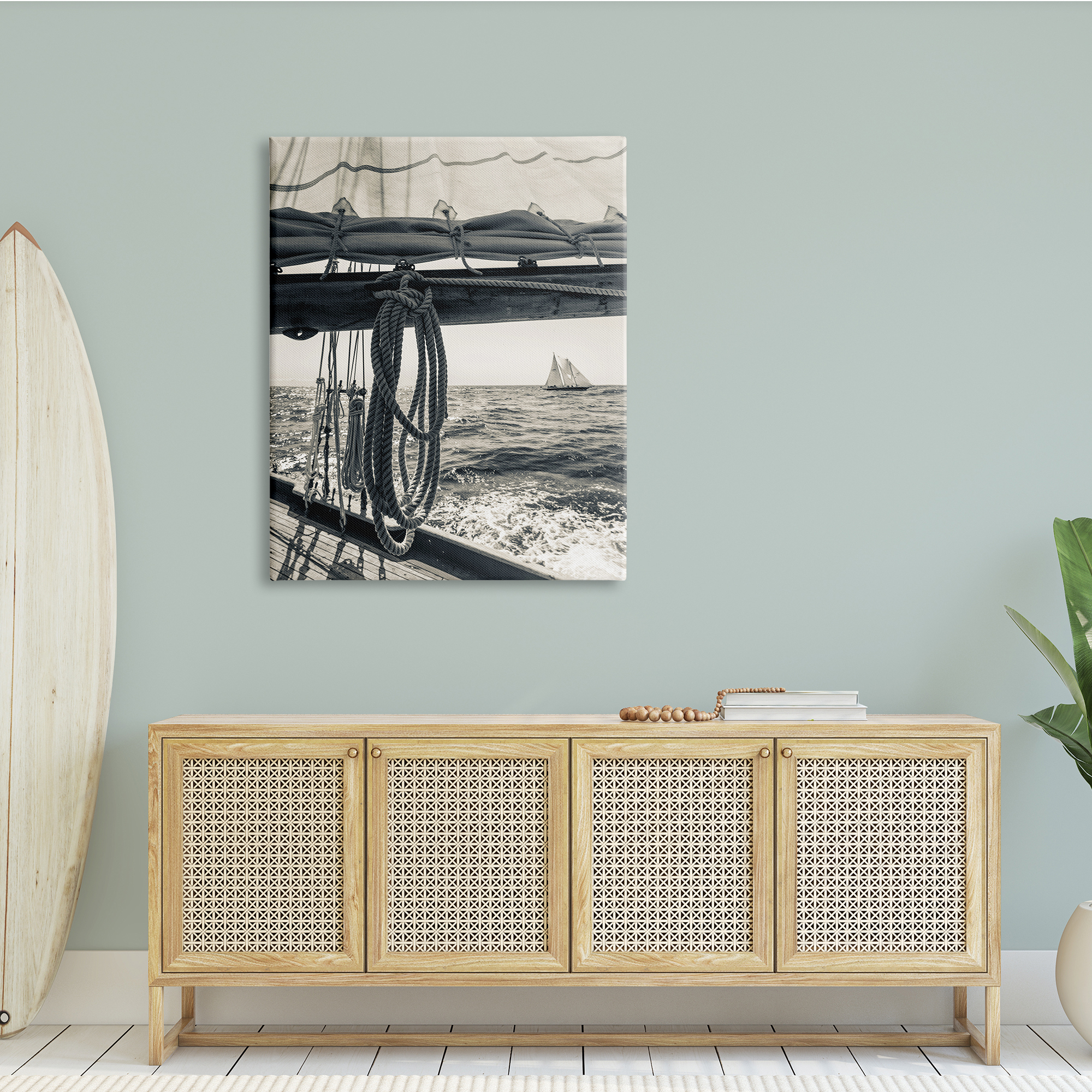 Stupell Indtries Ocean Sail Tie Line Vintage Ship Muted Photography,36 x 48,Design by Danita Delimont