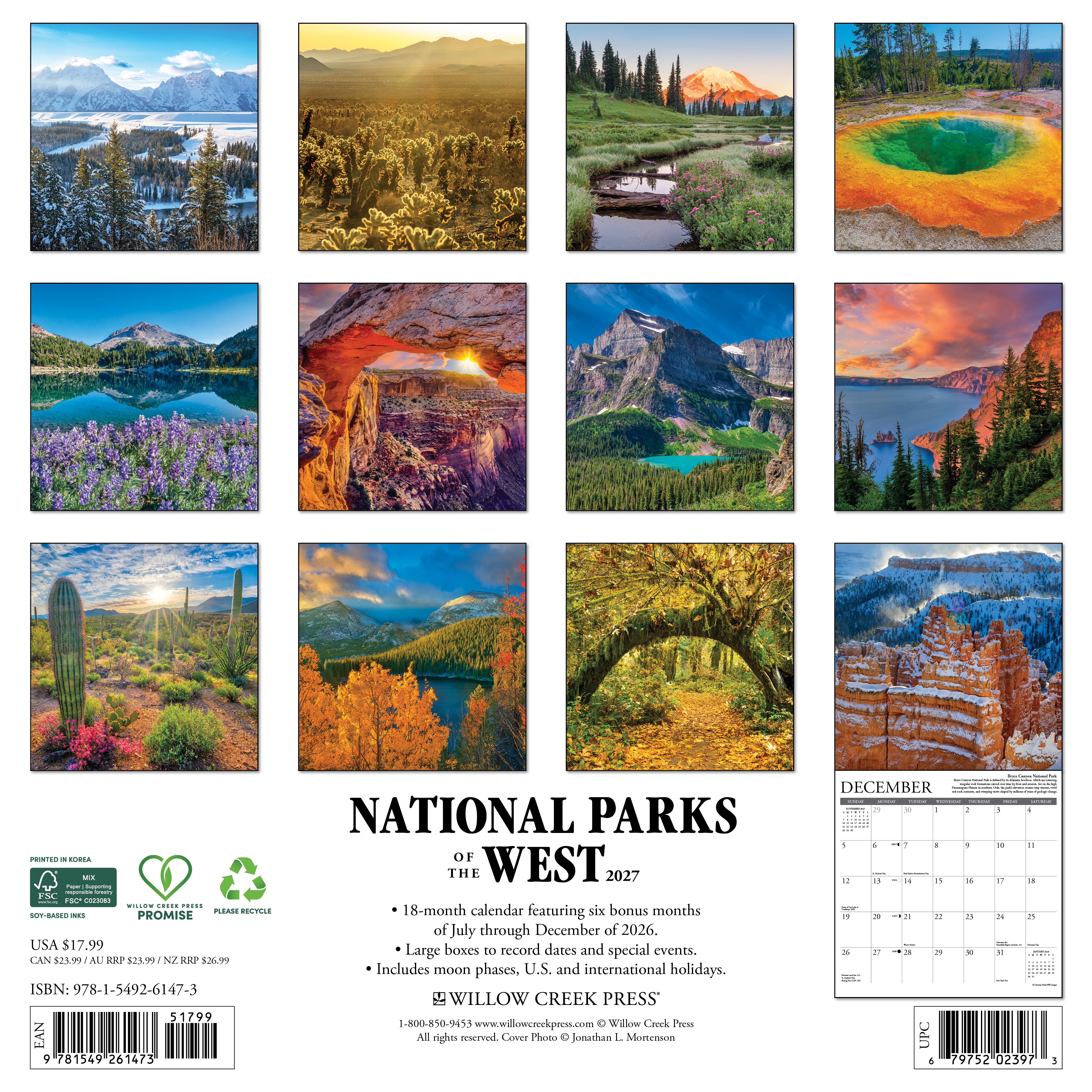 Willow Creek Press, National Parks of the West 2027 Wall Calendar