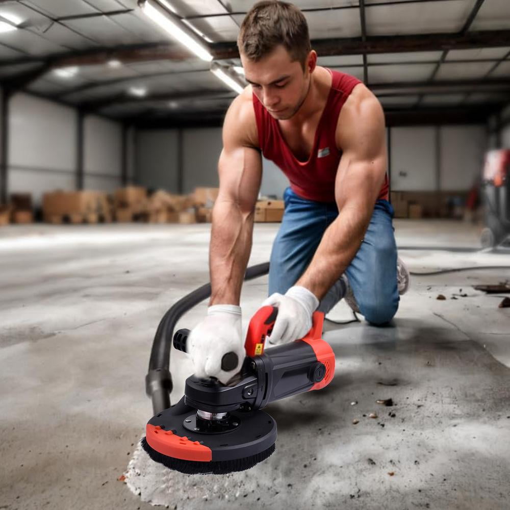 TOPATY Electric Concrete Floor Grinder 7" Walk- Concrete Grinder 2200W - Angle Grinder Kit with Dust Extraction Shroud, Includes 150mm Grinding Wheel