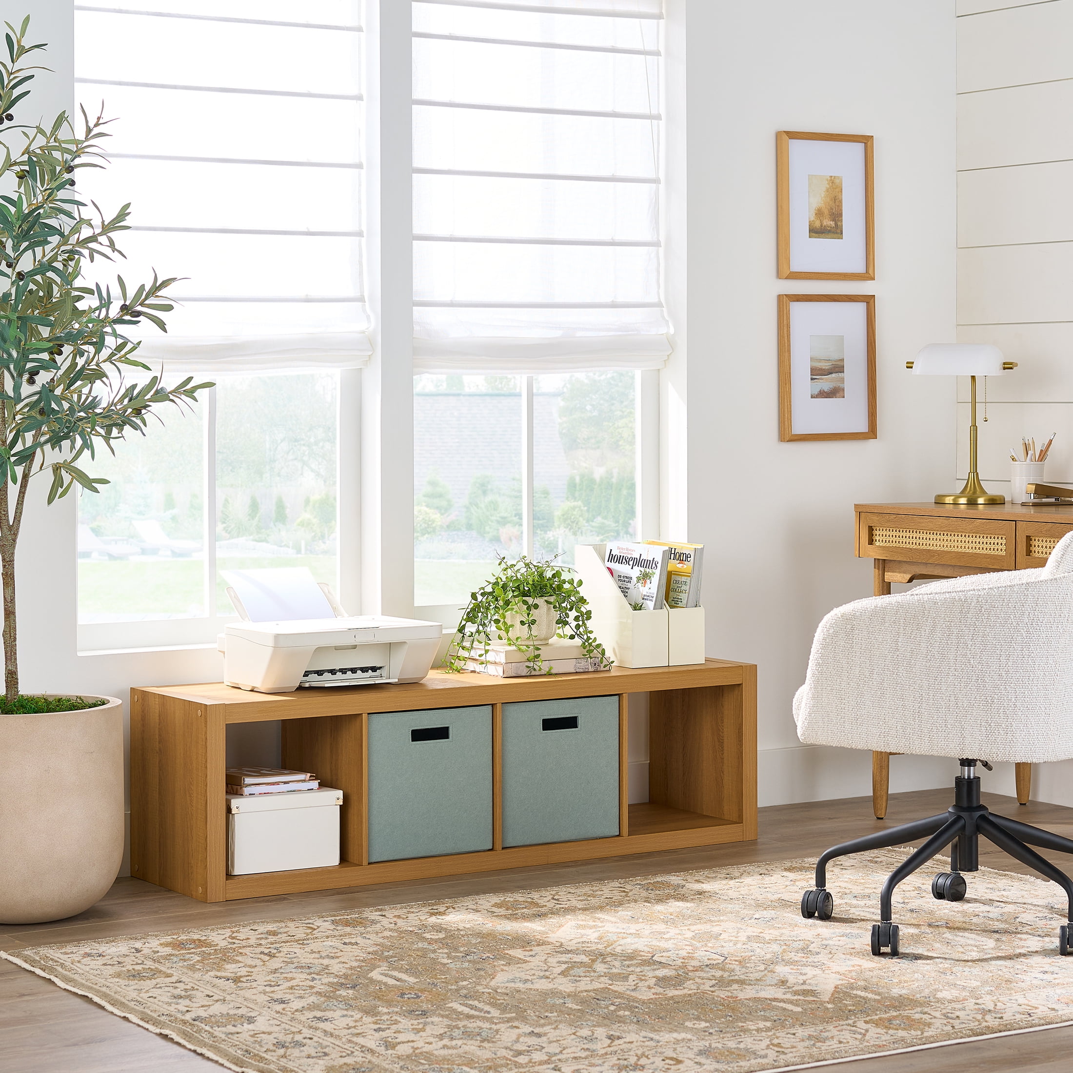 Better Homes & Gardens 4 Cube Vertical Storage Organizer, Light Honey