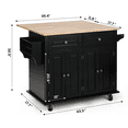 thumbnail image 2 of RichYa Rolling Kitchen Islands Cart on Wheels with Storage and Drop Leaf, Microwave Table with Rubber Wood Top, Drawers and Spice & Towel Rack,Black, 2 of 11