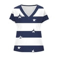 thumbnail image 5 of Favoffer Women Boho Tops Short Sleeve V Neck Stripe Print Dolman Sleeve Loose Casual Blouses Street Travel Gathering Relax, 5 of 6