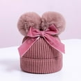thumbnail image 2 of Splozh Toddler Hat Winter Baby Winter Hat with Bow Double Cap Warm Toddler Boys Girls Knit Hats Pink,6-36 Months, 2 of 4
