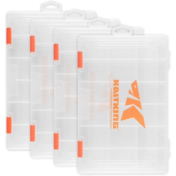 KastKing Tackle Boxes, Plastic Box, Plastic Storage Organizer Box with Removable Dividers - Fishing Tackle Storage 4 Packs