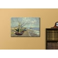 thumbnail image 2 of Fishing Boats on the Beach at Saintes-Maries by Van Gogh Giclee Canvas Prints Wrapped Gallery Wall Art | Stretched and Framed Ready to Hang - 12" x 18", 2 of 3