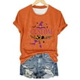thumbnail image 4 of Clearance! HCURIBAD Shirts for Women, Women's Casual Letter Printed Round Neck Short Sleeve Top Halloween Witch T Shirt, Womens Graphic Tees, Halloween Shirts for Women 1PC T-Shirt Orange S, 4 of 4