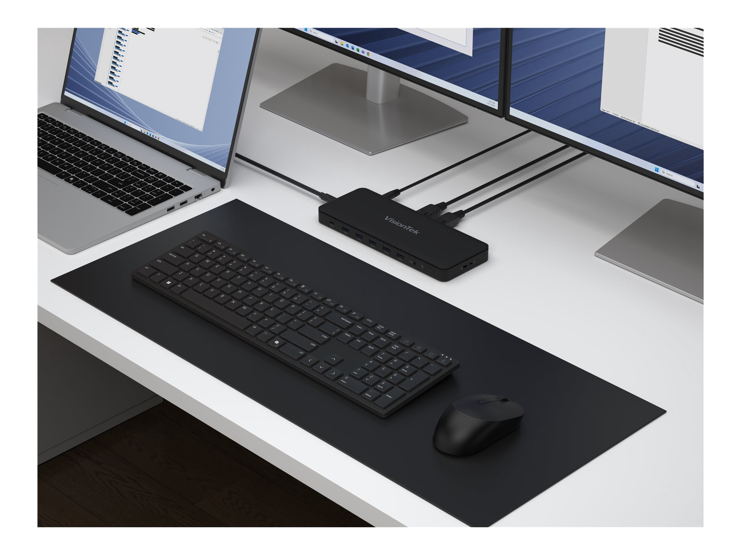 VisionTek VT4600DL Universal Dual 4K Docking Station 100W Charging (USB-A, USB-C) - for Notebook, Laptop, Desktop, Monitor, Mobile Device - Charging Capability - 100 W - USB Type C, USB Type A - 2 ...