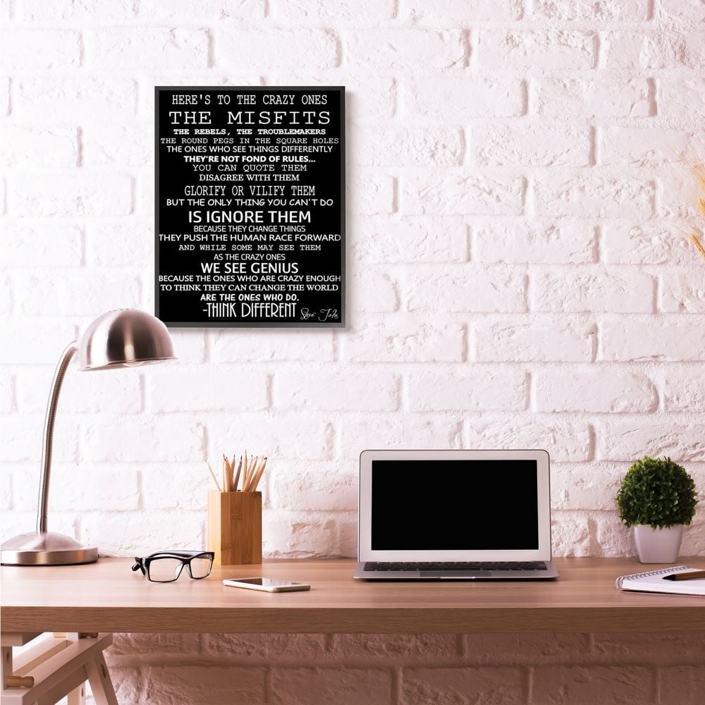 Stupell Industries Crazy Ones Inspirational Quote Word Black And White Design Framed Giclee Texturized Art by Daniel Sproul