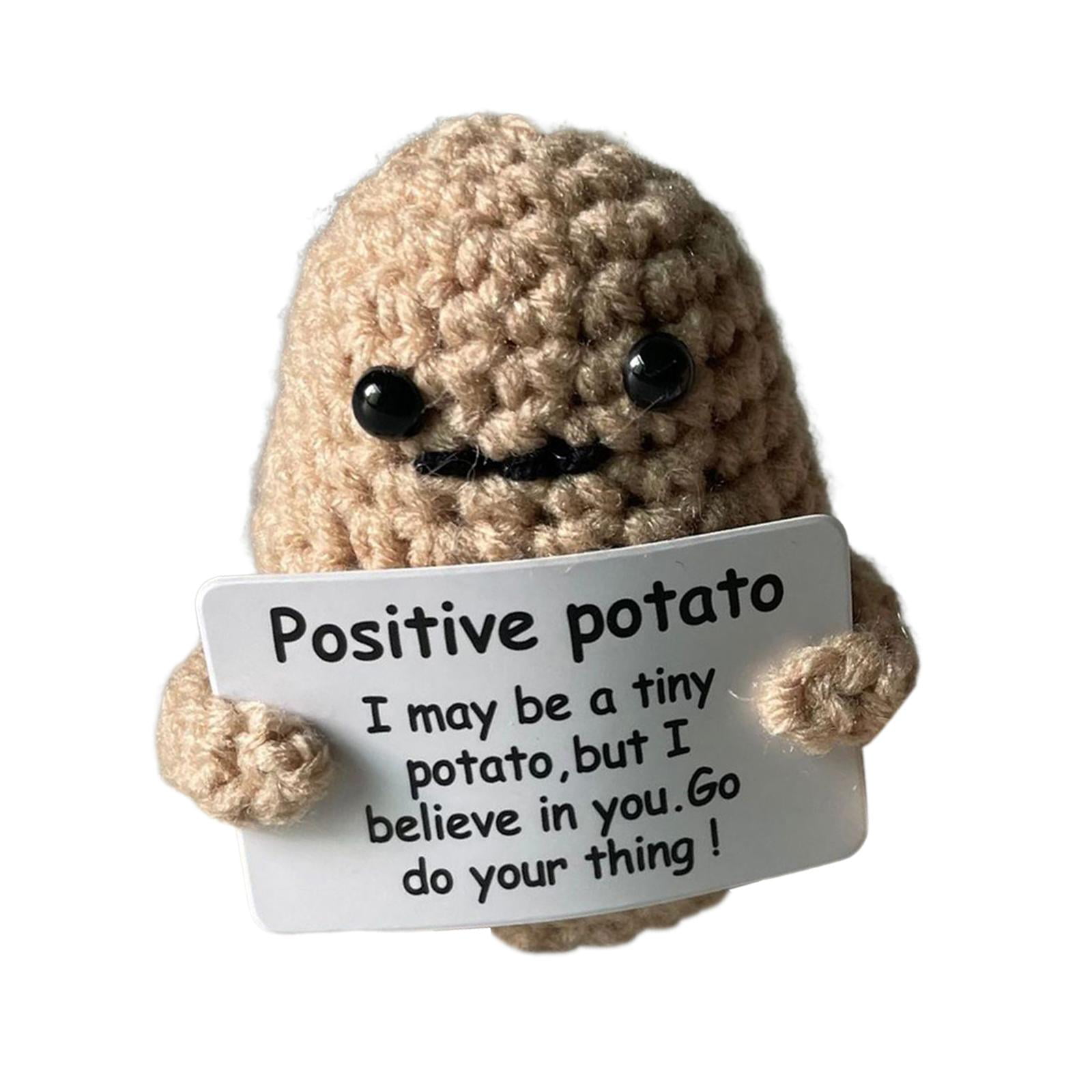 Positive Potato, 2.75 Inch Funny Inspirational Positive Potato Funny  Knitted Positive Creative Cute Potato with Positive Cards Potato Doll for  Friends
