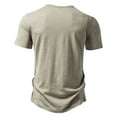 thumbnail image 3 of WREESH Men's Casual Solid Color Three Button Pullover, Short Sleeve T-Shirt Top with a Classic Fit Khaki, 3 of 9