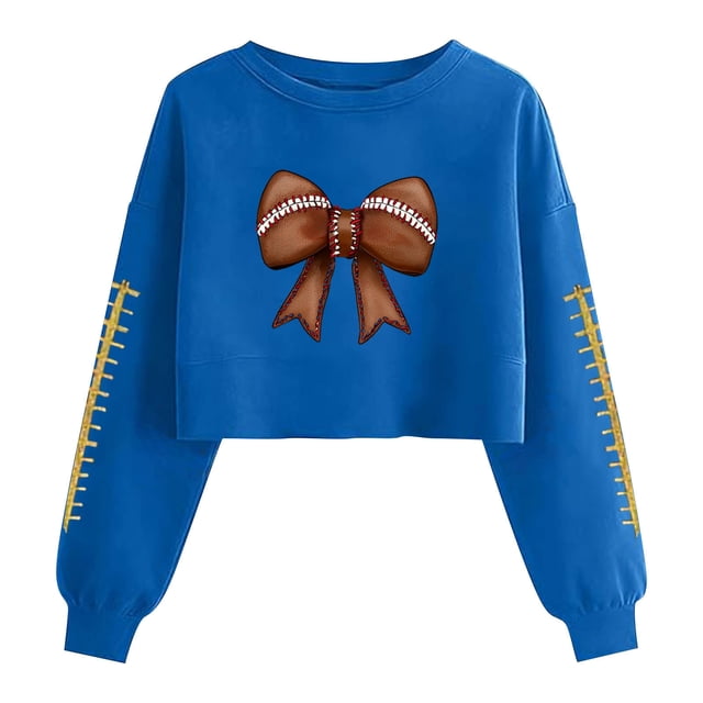 Tauxra T-Shirts à Manches Longues pour Femmes Imprimé Baseball Chandail à Capuche pour Femmes Coupe Ample Décontractée Col Rond Manches Longues
