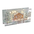 thumbnail image 1 of Rect. Led Painted Glass Stand (House With Snowman) - Set of 2, 1 of 1