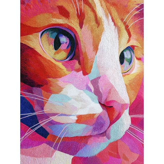 Qisvanset Orange Cat Impressionist Canvas Print 12x16 Inch Hallway Art