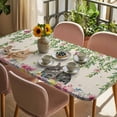 thumbnail image 3 of Easter Rabbits Table Cloths for 6 Foot Rectangle Tables, Cute Bunny Eggs Flowers Botanical Spring Beige Patio Waterproof Elastic Fitted Tablecloths, Washable Rectangular Table Cover for Camping, 3 of 8