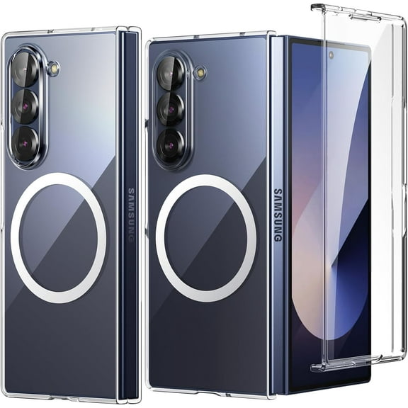 Entronix Case for Samsung Galaxy Z Fold 6 Clear Magnetic Case, [Yellow Resistant] Strong Protective Cover, Slim Fit Shockproof Transparent Crystal Clear Magnetic Case for Samsung Galaxy Z Fold 6