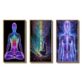 thumbnail image 2 of Designart "Meditation Neon" Robot Framed Wall Art Set Of 3 - Purple Modern Frame Canvas Set For Living Room Decor, 2 of 6