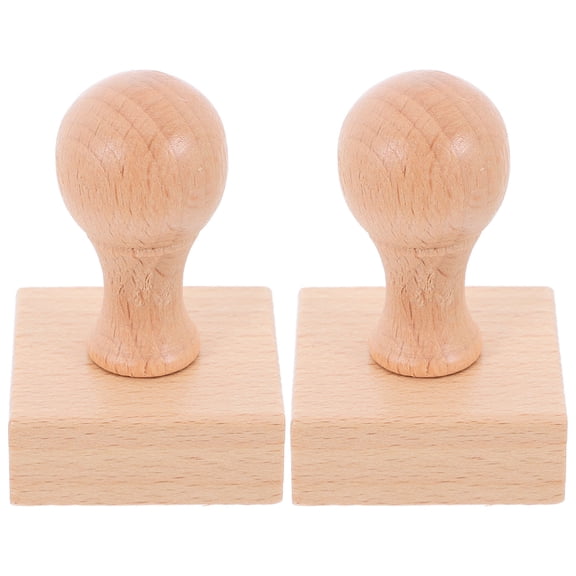 WORGEOUS 2pcs Hand Stamp Unfinished Stamp Scrapbook Handbook Stamp DIY Carving Stamper Self Making Stamper DIY Hand Account Seal Blank Wood Stamp