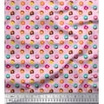 thumbnail image 1 of Soimoi Pink Georgette Viscose Fabric Donuts Food Printed Fabric 1 Yard 42 Inch Wide, 1 of 5
