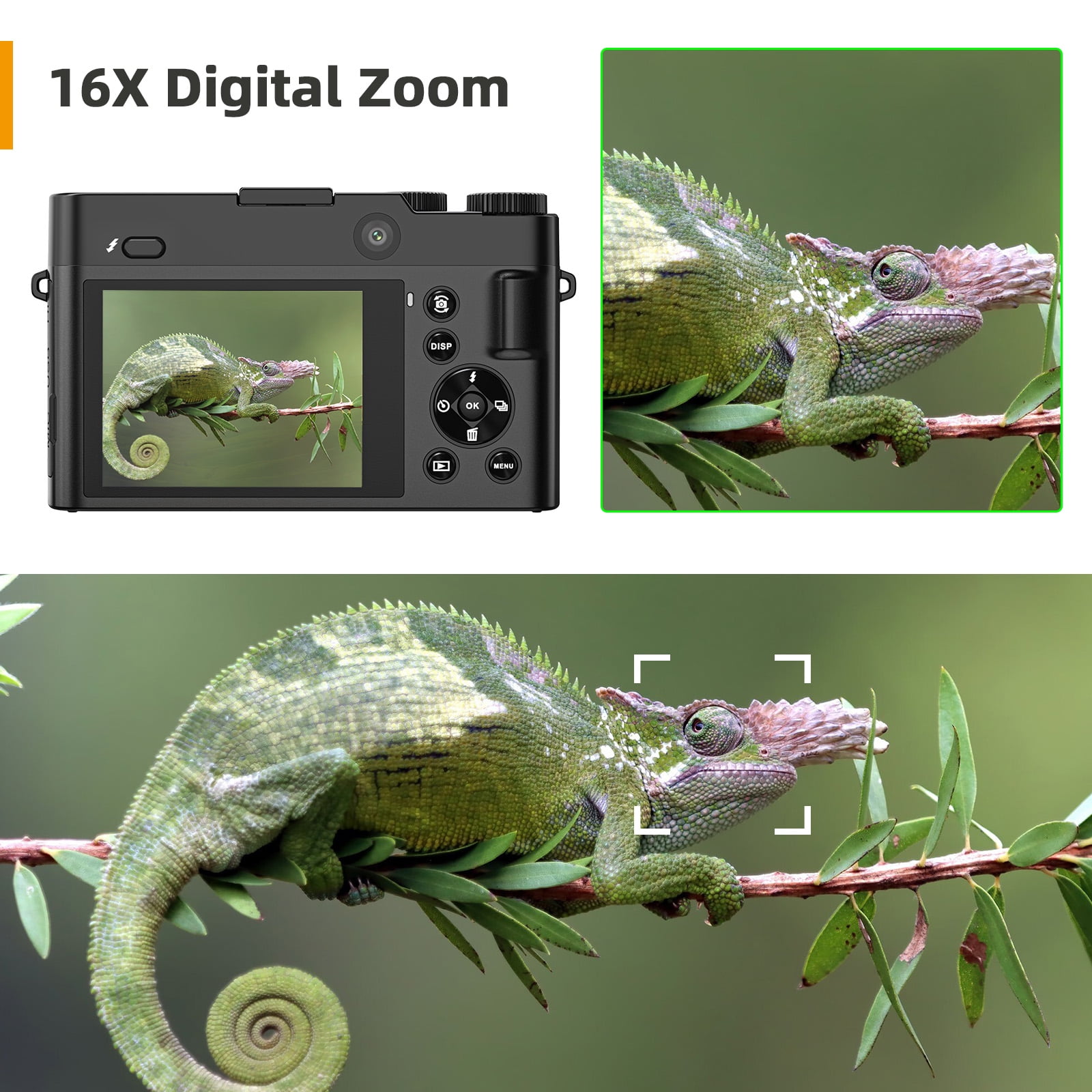 Eccomum 4K Digital Camera with Autofocus Dual Lens Cameras with 32GB Card 64MP Vlogging Camera 16X Digital Zoom Built-in Flash Portable Compact Travel Camera for YouTube