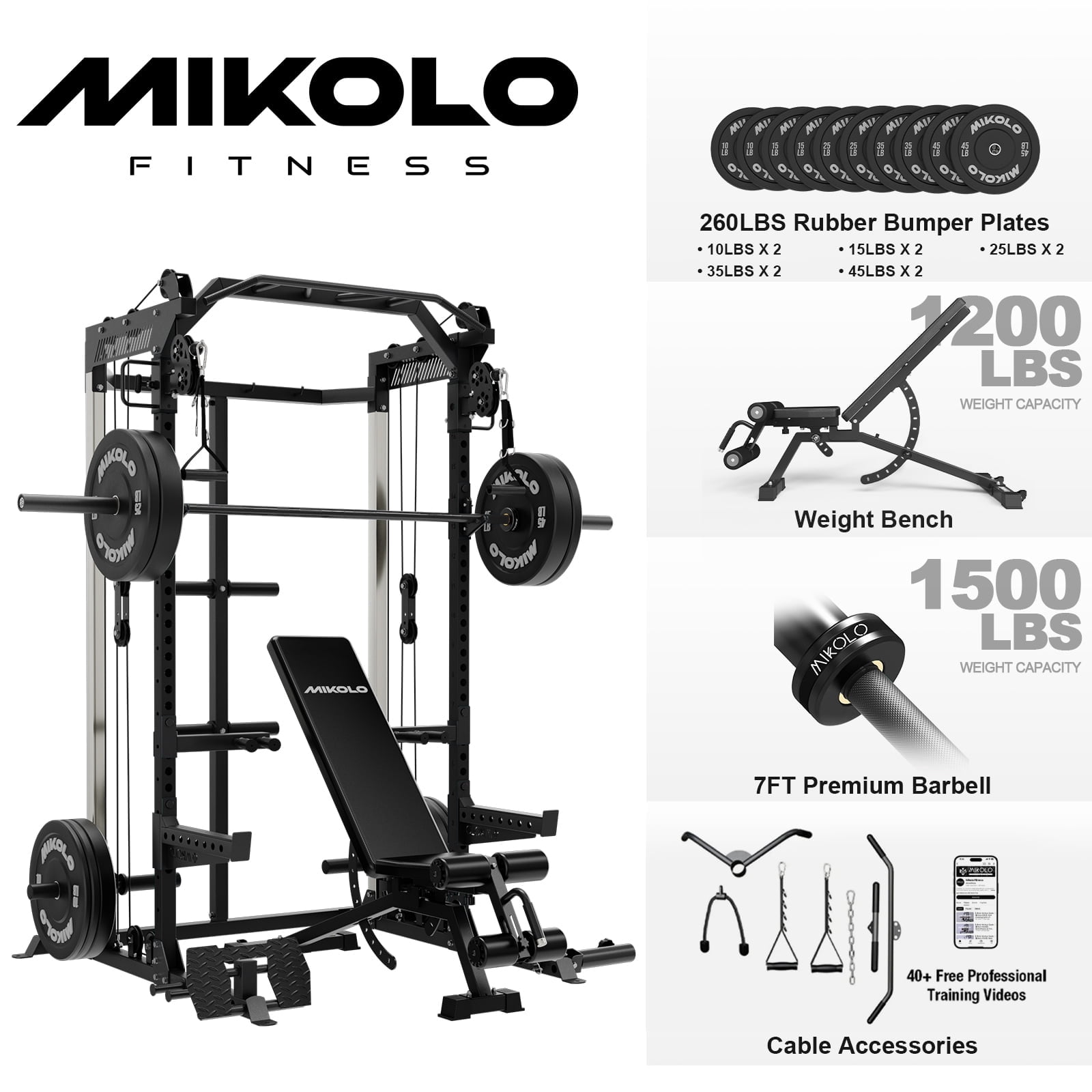 Power Cage - Black/Home Package (Black Plates-260LB)