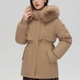 thumbnail image 4 of Chaqueta de algodón con cuello de piel grande para mujer, chaqueta de algodón gruesa y corta para trabajo, 4 of 6