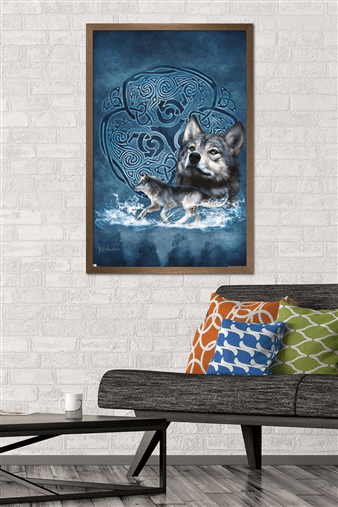 Brigid Ashwood - Celtic Wolf Wall Poster, 22.375" x 34", Framed