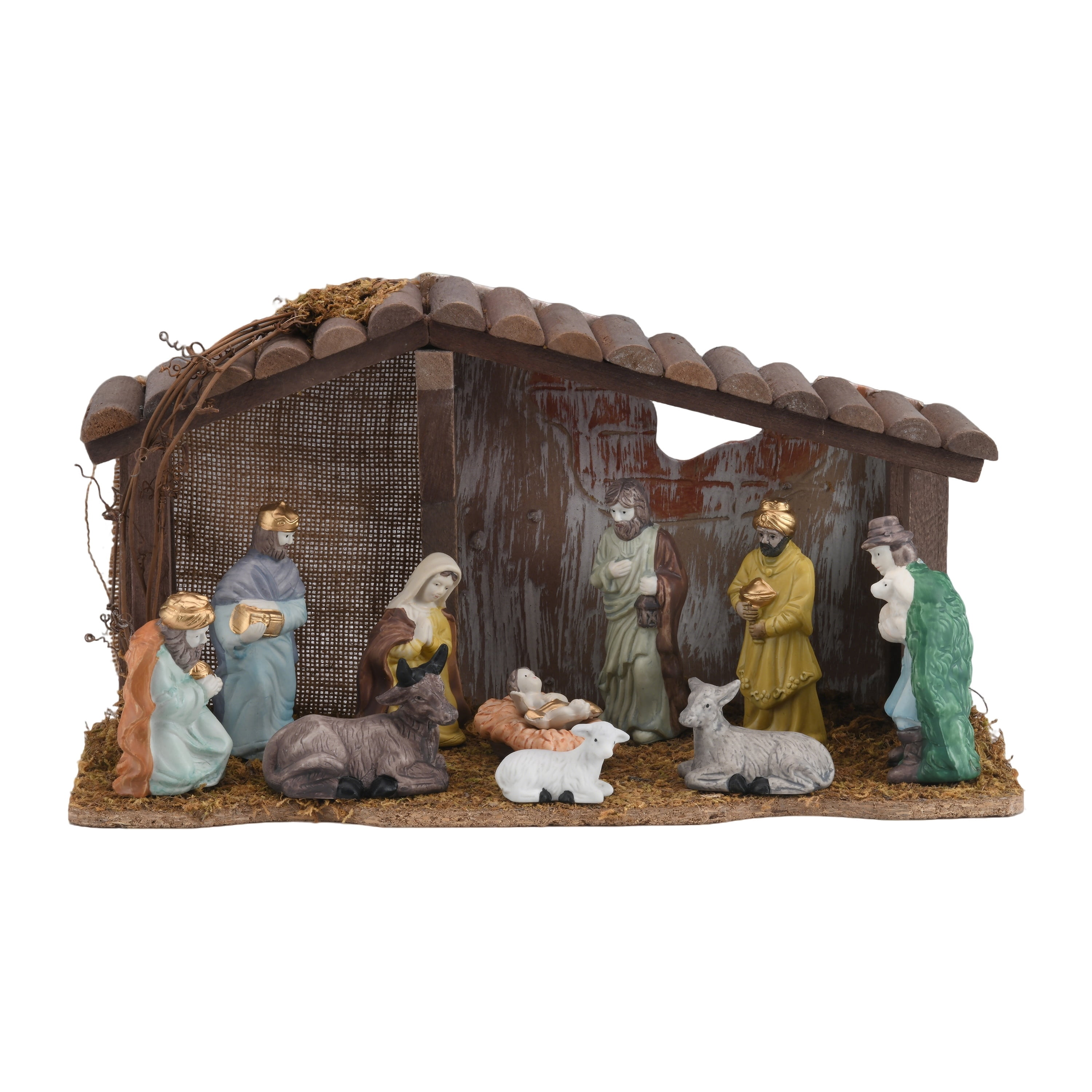 Porcelain Multicolor Tabletop Indoor Nativity Scene Christmas Decoration, 12 Pieces, by Holiday Time