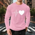 thumbnail image 5 of UVEASISHA Valentines Day Waffle Knit Shirts for Men Long Sleeve Heart Graphic Tees Big and Tall Casual Regular Fit T-Shirts Holiday Gifts Pink XXL, 5 of 9