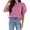 Pink, variant on Short Sleeve Women Casual Solid Color Crewneck Puff Sleeve Knit Tops