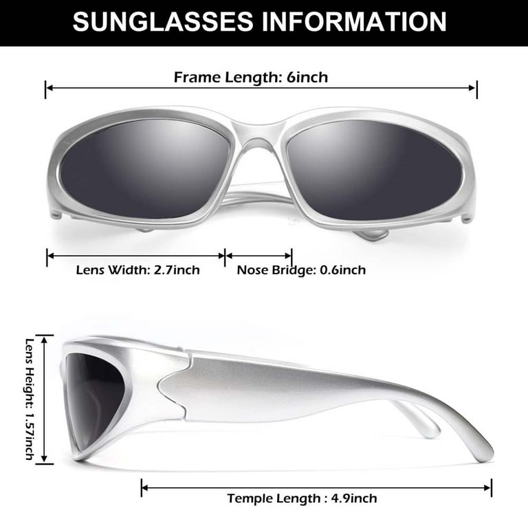 Wrap Around Fashion Sunglasses for Men Women Oval Dark Sunglasses