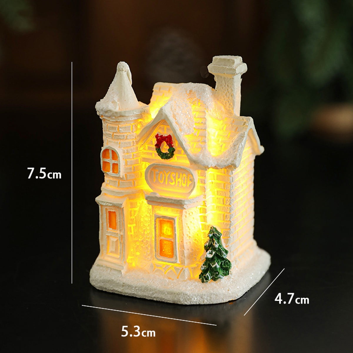 10Pcs Ensemble Village De Noël, Maison De Noël En Résine Avec Lumière