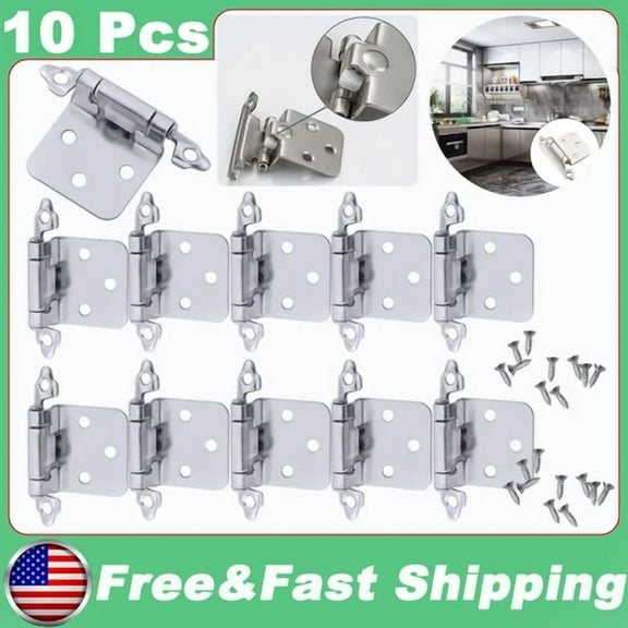 10 X Door Hinges Kitchen Cabinet Hinges Overlay Self Closing Face Mount Cupboard