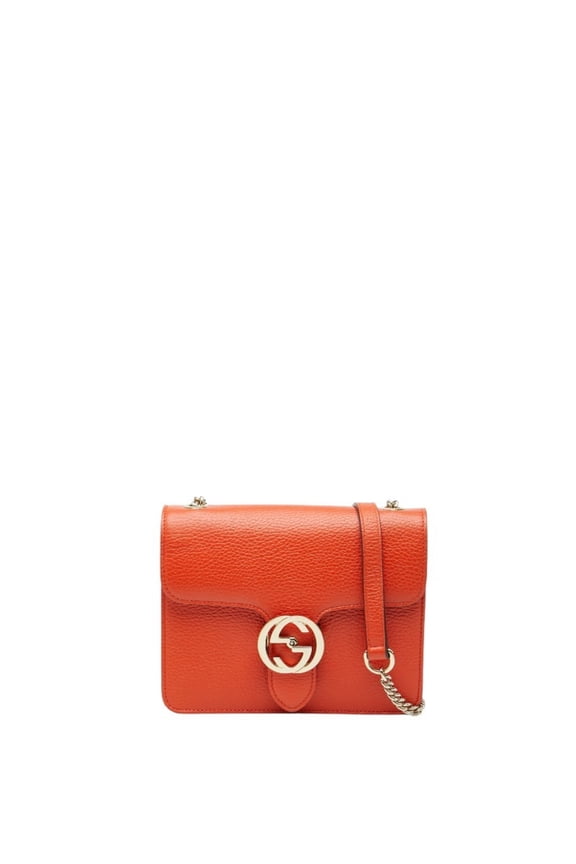 Pre-Owned Gucci Interlocking G Crossbody Chain Shoulder Bag 510304 Orange Leather... (Good)