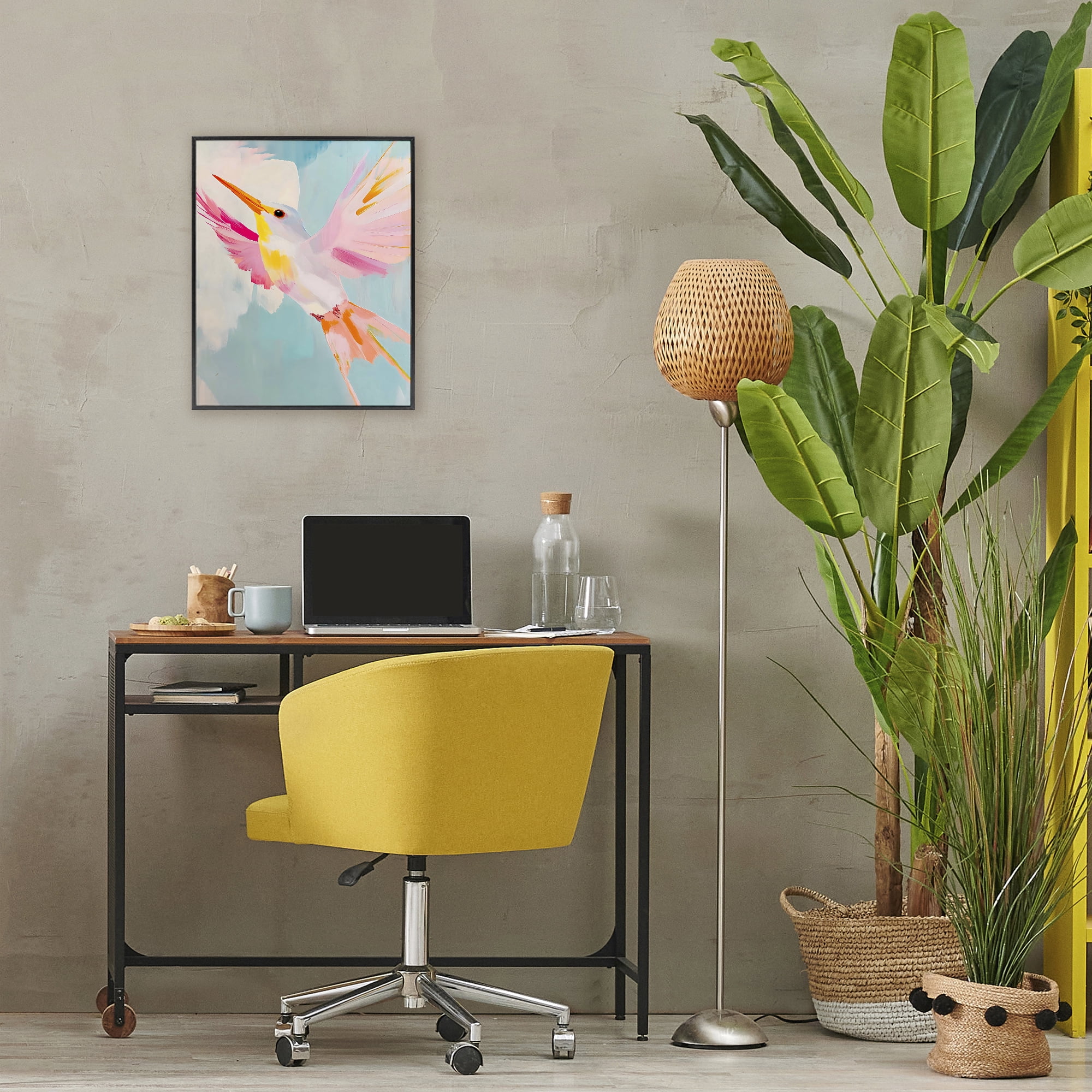 Stupell Industries Pastel Hummingbird Soaring Black Framed Giclee Art, design by The Prints Vibe