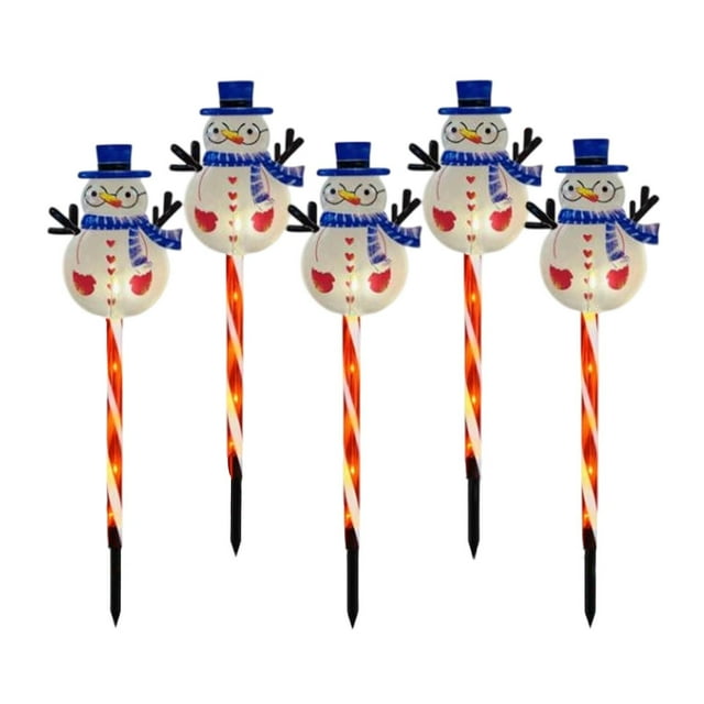 C Solar Powered Christmas Light String With Santa Reindeer Figures Five Pieces Set Outdoor Garden Decor Waterproof Design Automatic On Off Function Style C
