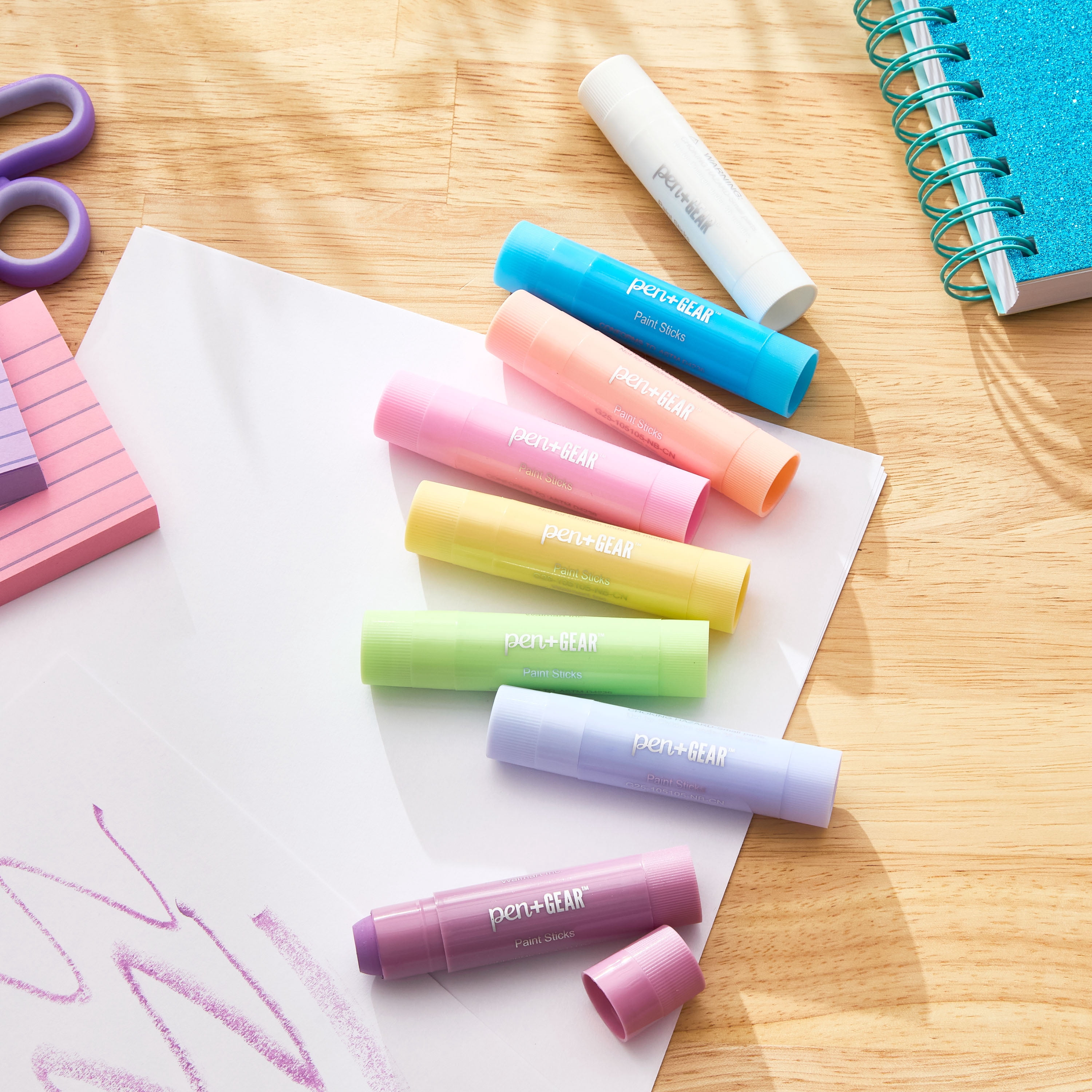 Pen+Gear 8 Paint Sticks For Kids, 8 Colors, Washable, Non-Toxic