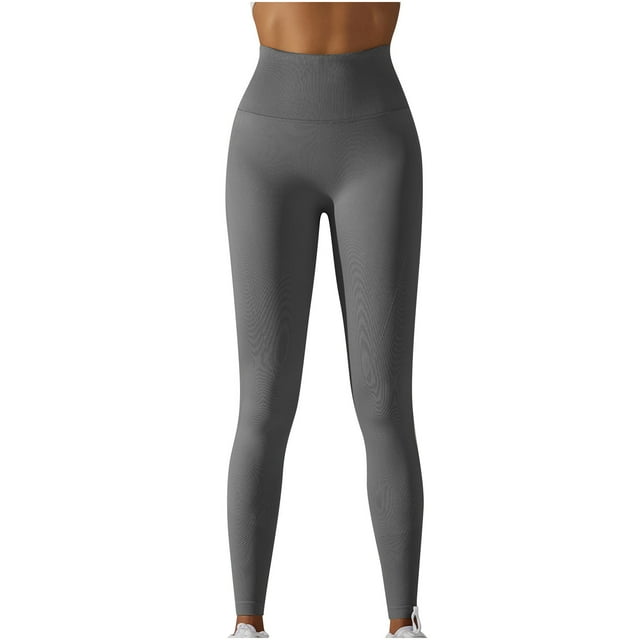 FAIWAD Womens Basic Yoga Leggings High Waist Ribbed Seamless Pants Slim Stretch Sports Workout Pants