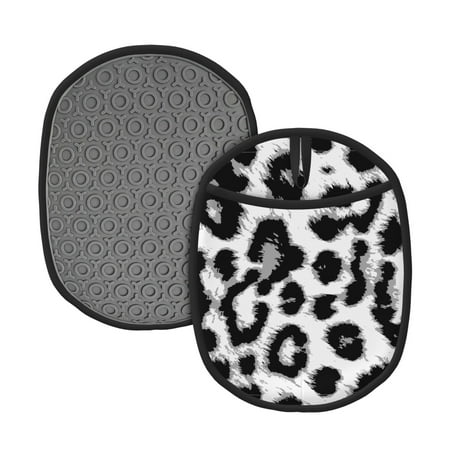 

2 Pack Oven Mat Non-Slip Insulated Pan Mat Baking Gloves 9.4 X 7.5in For Home Kitchen Table Office Study Hotel Black And White Animal Print