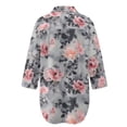 thumbnail image 5 of Xoenoiee Watercolor Flower Print Women's Long Sleeve Shirt Button Down Tunic Dresses Beach Cover-ups Curved Hem Oversized Blouse Tops with Pockets, L, 5 of 7