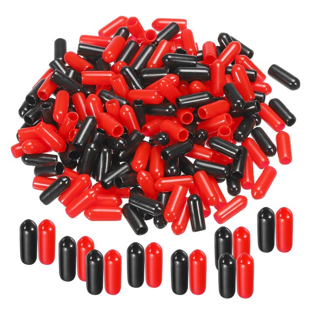 Unique Bargains 200pcs Rubber End Caps Cover Assortment 3/16 inch Screw Thread Protector for Screw Bolt Black Red