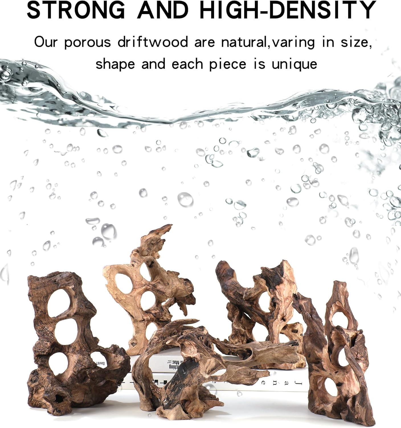 Aquarium Driftwood Fish Cave for Betta Fish Shrimp Hideout,10-12" Natural Porous Driftwood for Aquascaping with Low Tannins,Reptiles Shelter Fish Tank Decoration with Protein Cotton(No need to boil)