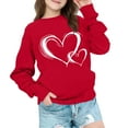 thumbnail image 5 of yoeyez Oversized Crewneck Sweatshirts for Girls Baby Girl Valentines Outfit Heart Printed Long Sleeve Shirts Spring Valentines Clothes Red,4 Years, 5 of 7