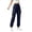 Dark Blue, variant on Ghalytn Women's Elastic Waist Cargo Jogger Pants - Multi-Pocket Tapered Ankle Cuff Casual Outdoor Bottoms