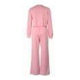 thumbnail image 4 of BXINGOHAI Womens 2 Piece Sweatsuit Outfits Long Sleeve Athletic Uniforms High Waist Jogger Pants Lounge Sets Pink,M, 4 of 6