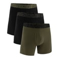 thumbnail image 1 of UNDER ARMOUR Calzoncillos bóxer para hombre, pack de 3 - Performance Cotton Boxer Briefs - Solid 6 in, Stretch, Mezcla de algodón Negro/Verde M (Medium), 1 of 5